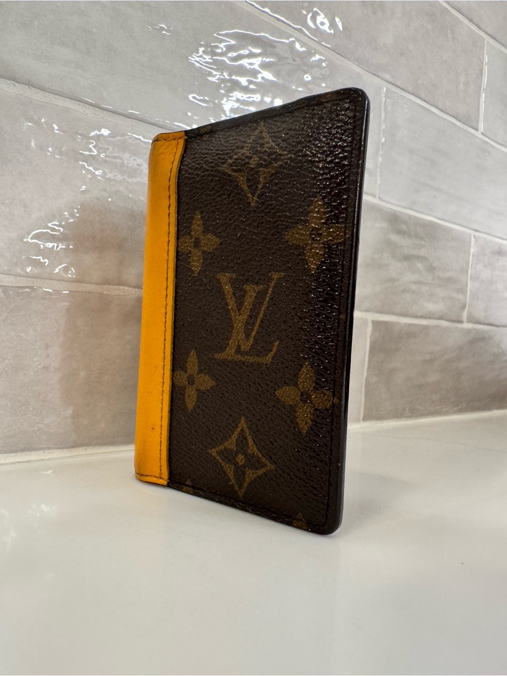 Authentic Louis Vuitton Pocket Organizer Monogram Safran Yellow